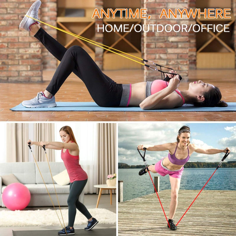 AGM Resistance Bands Set (12pcs), Workout Bands with Handles, Door Anchor, Ankle Straps and Carry Bag, Exercise Bands for Shape Body and Home Workouts - Image 2